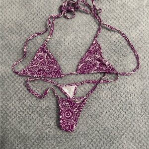 Wicked Weasel Purple Patterned Bikini Set